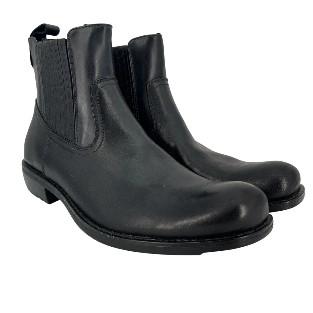 JF Ferrar Austin Chelsea Boots Mens Size 13 Black Leather Pull On Ankle Moto